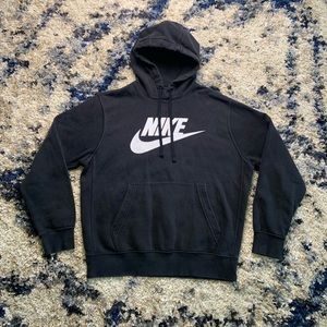 Men’s Small Nike Graphic Print Fleece Hooded Pullover Sweatshirt Black